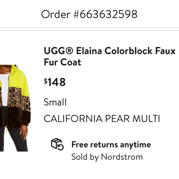 Preowned Ugg Elaina Colorblock Faux Fur Coat size small - Picture 5 of 6